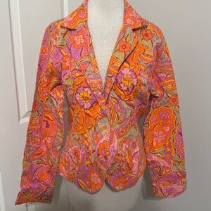 New Identity bright multi-color floral long sleeve blazer, size XL